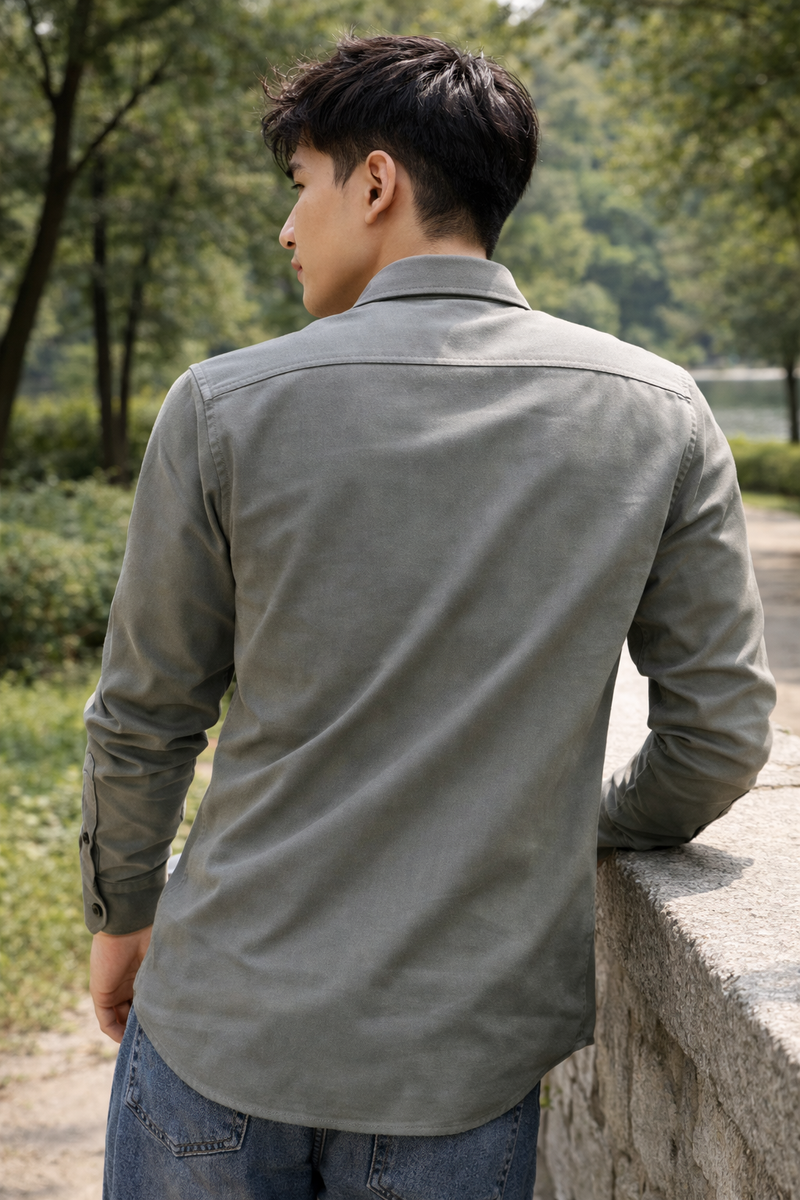 Men's Grey Slim Fit Casual Shirt 6