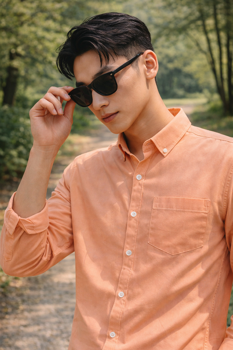 Men's Peach Slim Fit Casual Shirt 6