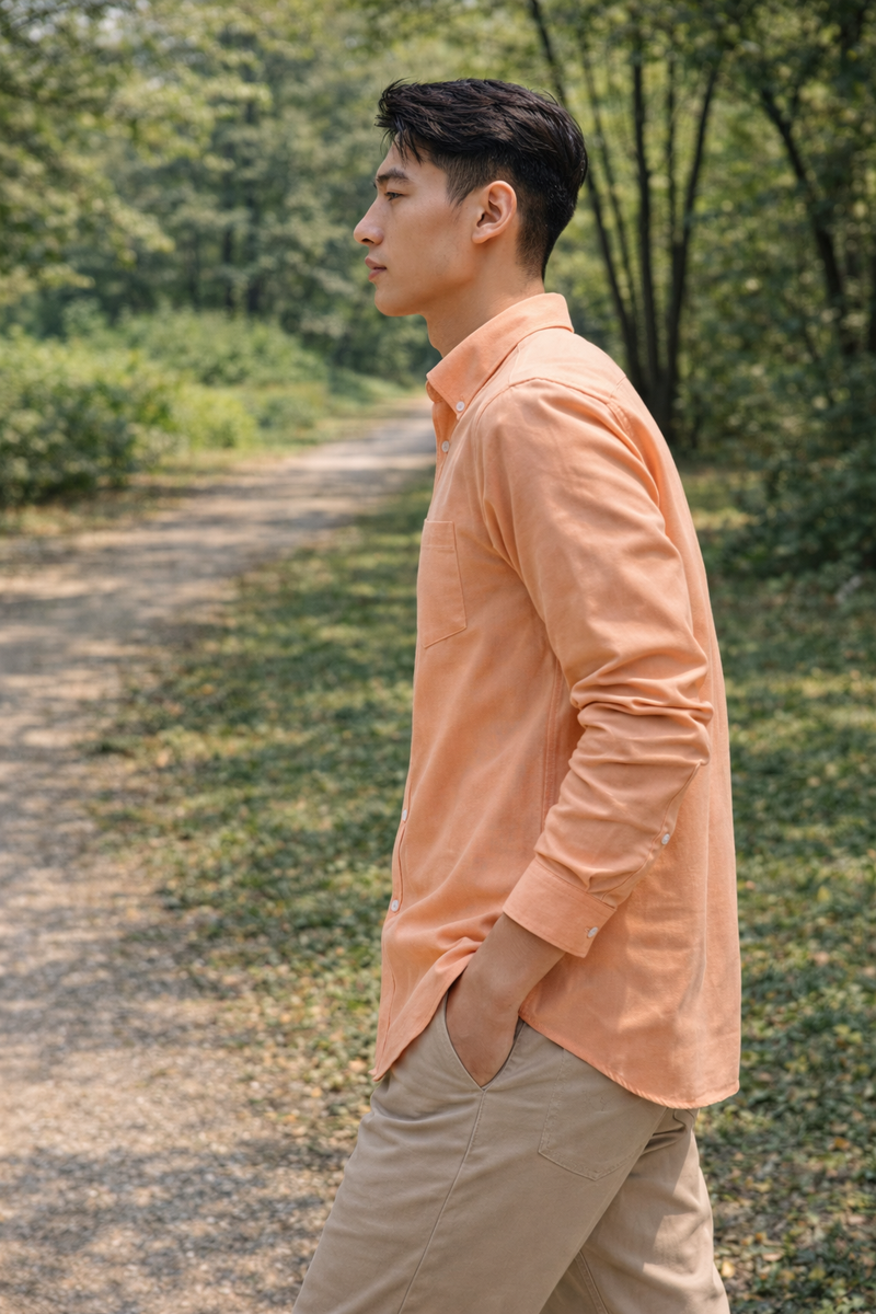 Men's Peach Slim Fit Casual Shirt 7
