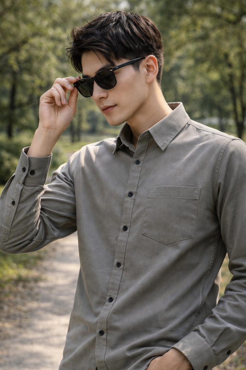 Men's Grey Slim Fit Casual Shirt 8