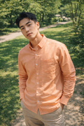 Men's Peach Slim Fit Casual Shirt