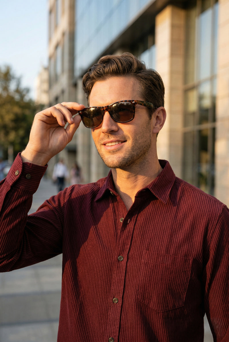 Men Burgundy Textured Striped Slim Fit Casual Shirt 4
