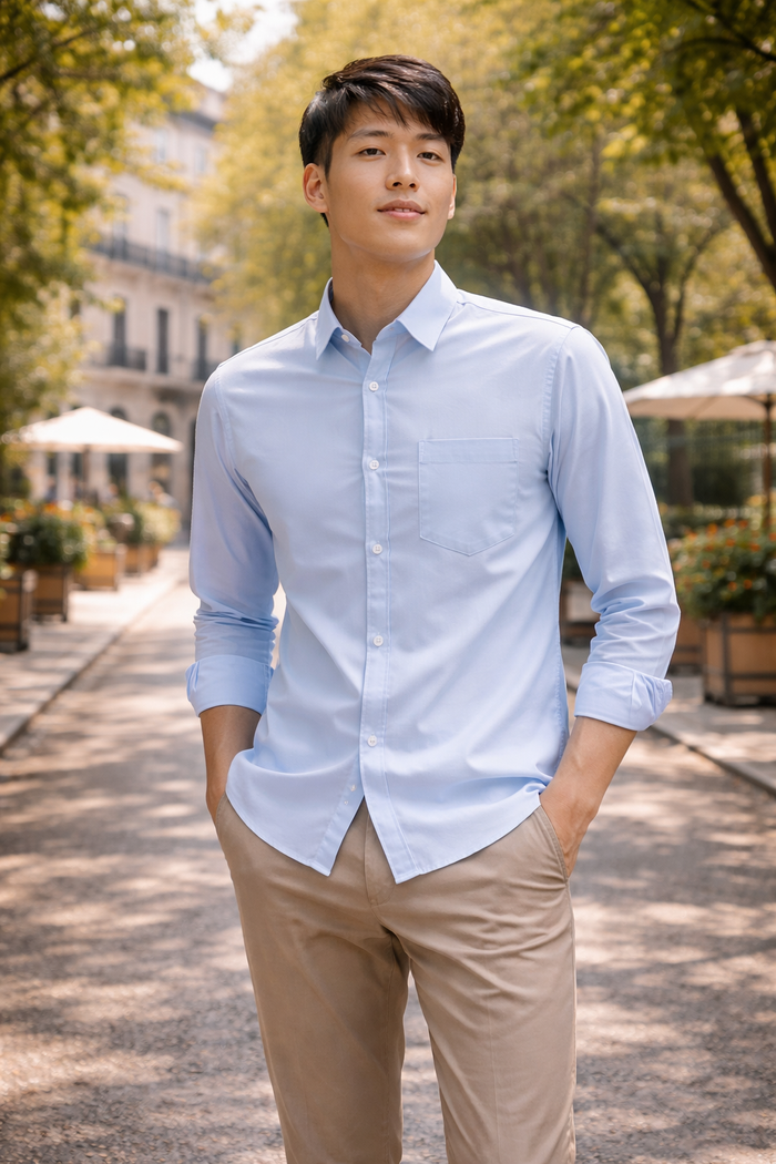 Men's Sky Blue Slim Fit Casual Shirt 2