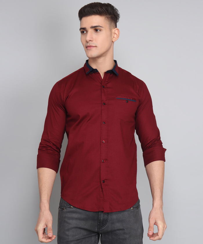 Deep Maroon Cotton Shirt for Men 2