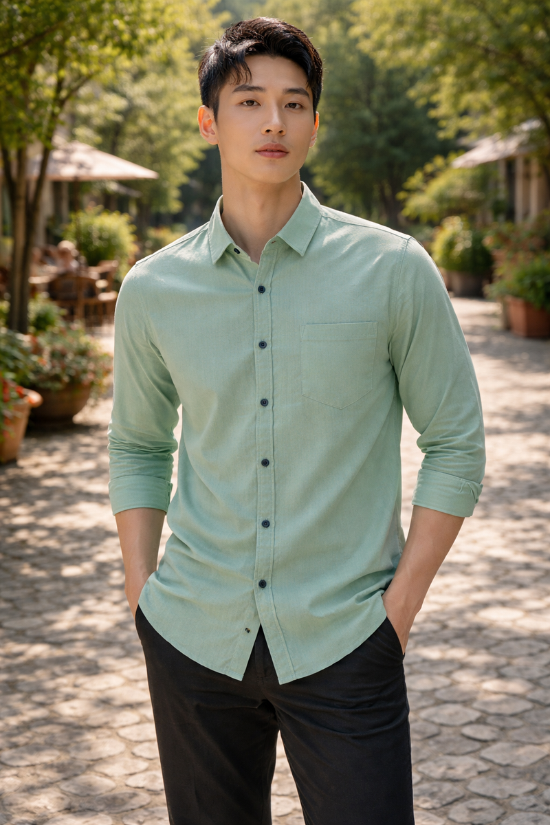 Men's Mint Green Slim Fit Casual Shirt 2