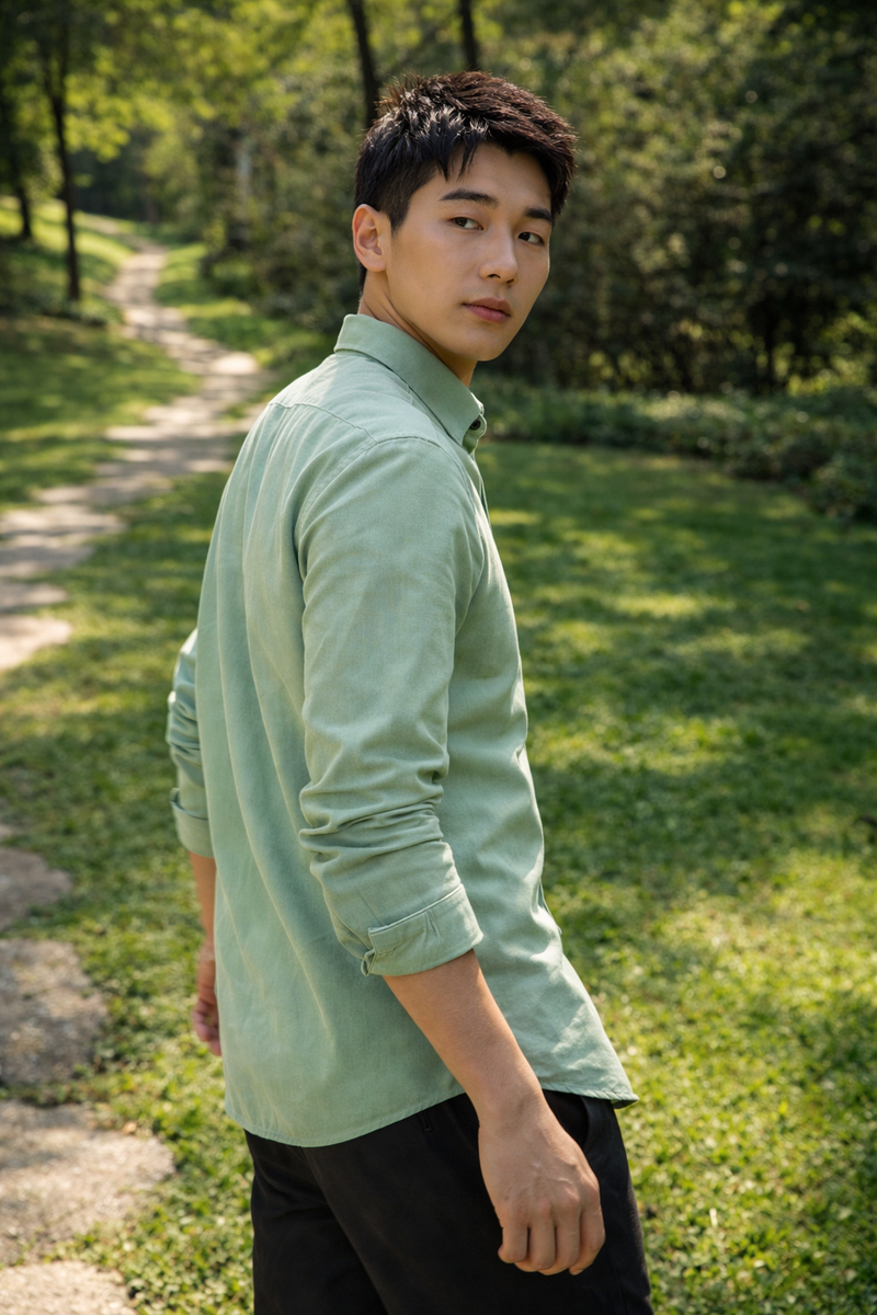 Men's Mint Green Slim Fit Casual Shirt 3