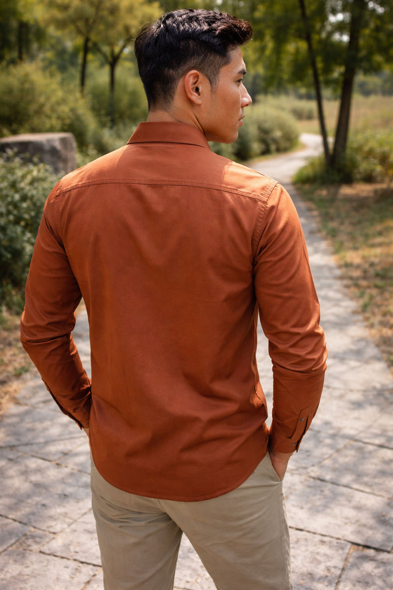 Men's Burnt Orange Slim Fit Casual Shirt 9