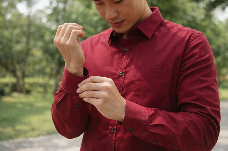 Men's Red Slim Fit Casual Shirt 6