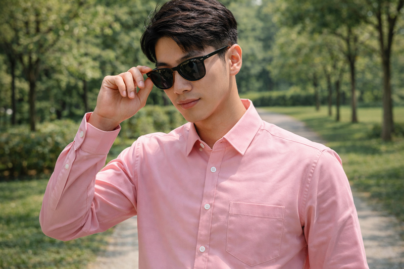 Men's Pink Slim Fit Casual Shirt 5