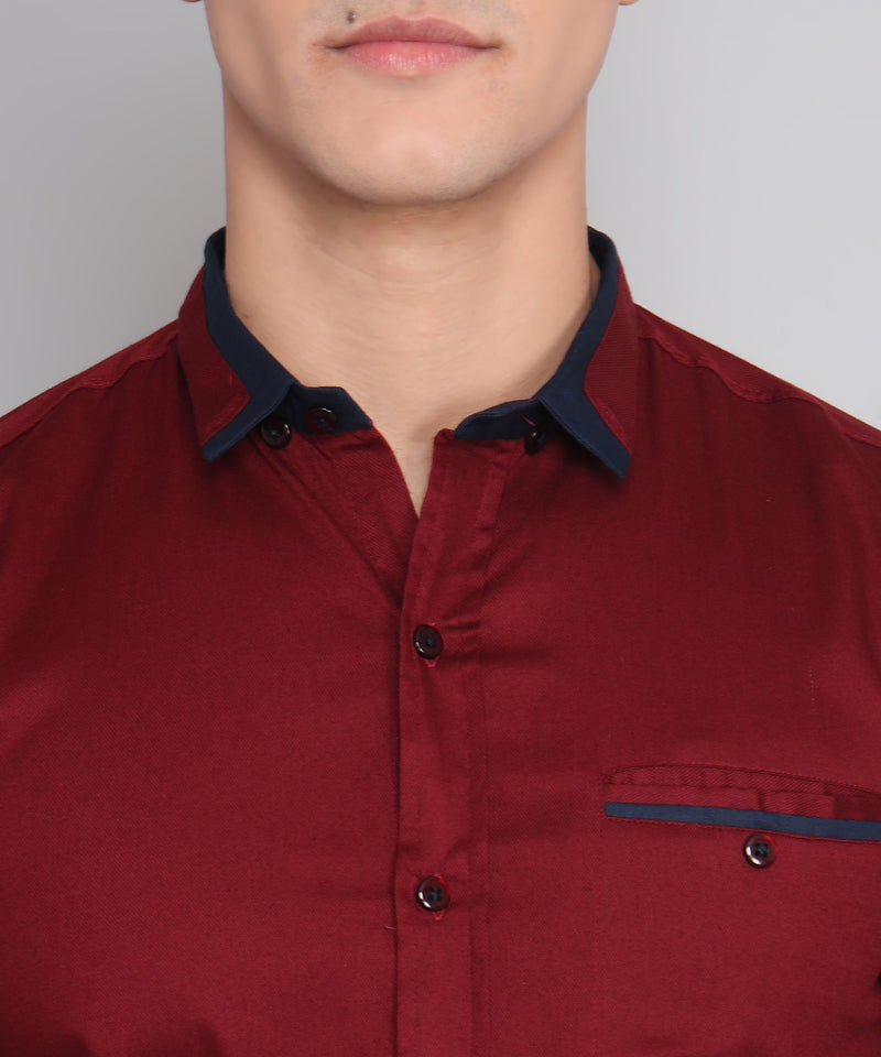 Deep Maroon Cotton Shirt for Men 3