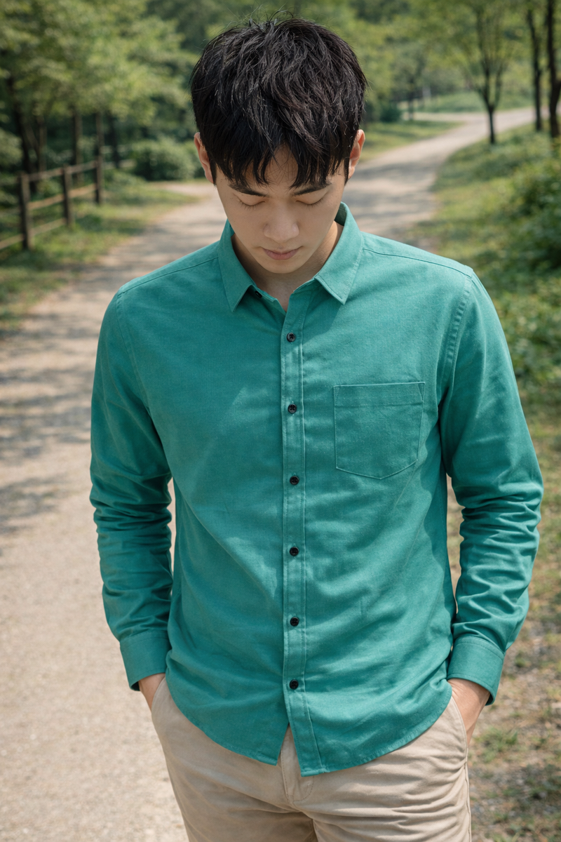 Men's Teal Green Slim Fit Casual Shirt 8