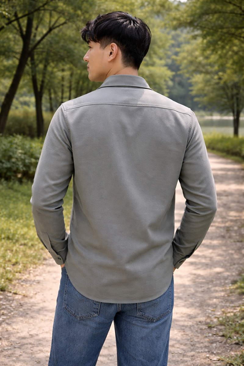 Men's Grey Slim Fit Casual Shirt 4