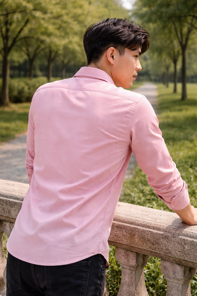 Men's Pink Slim Fit Casual Shirt 7
