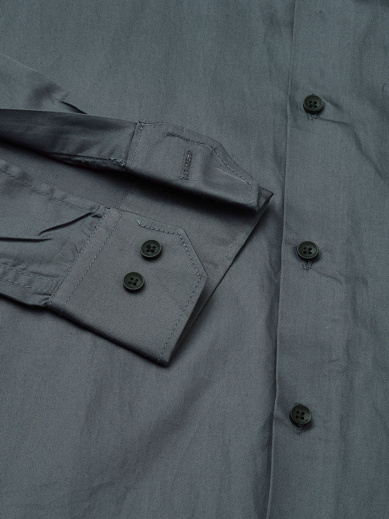Solid Grey Satin Cotton Shirts for Men 2