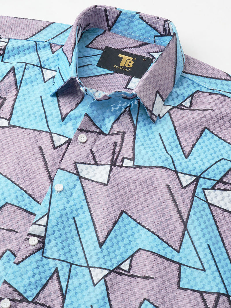 Preppy Printed Half Sleeves Men's Shirt 2