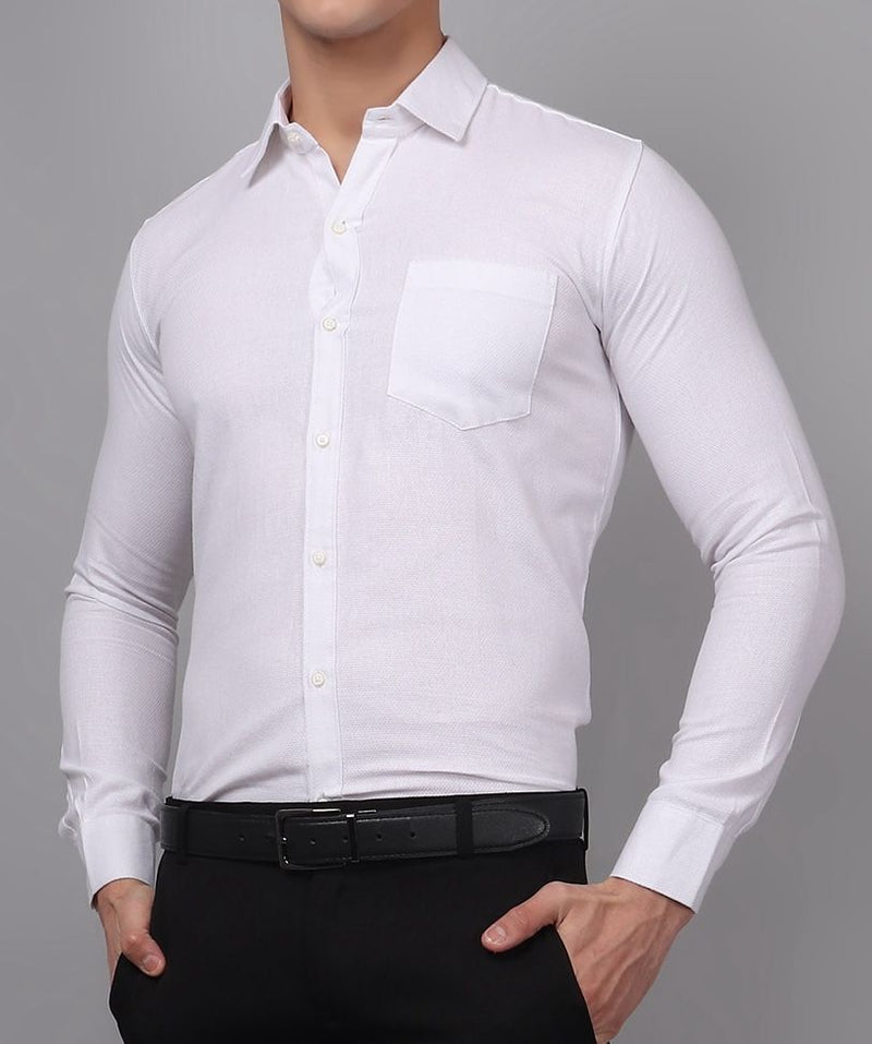 Luxe White Cotton Shirt for Men 1