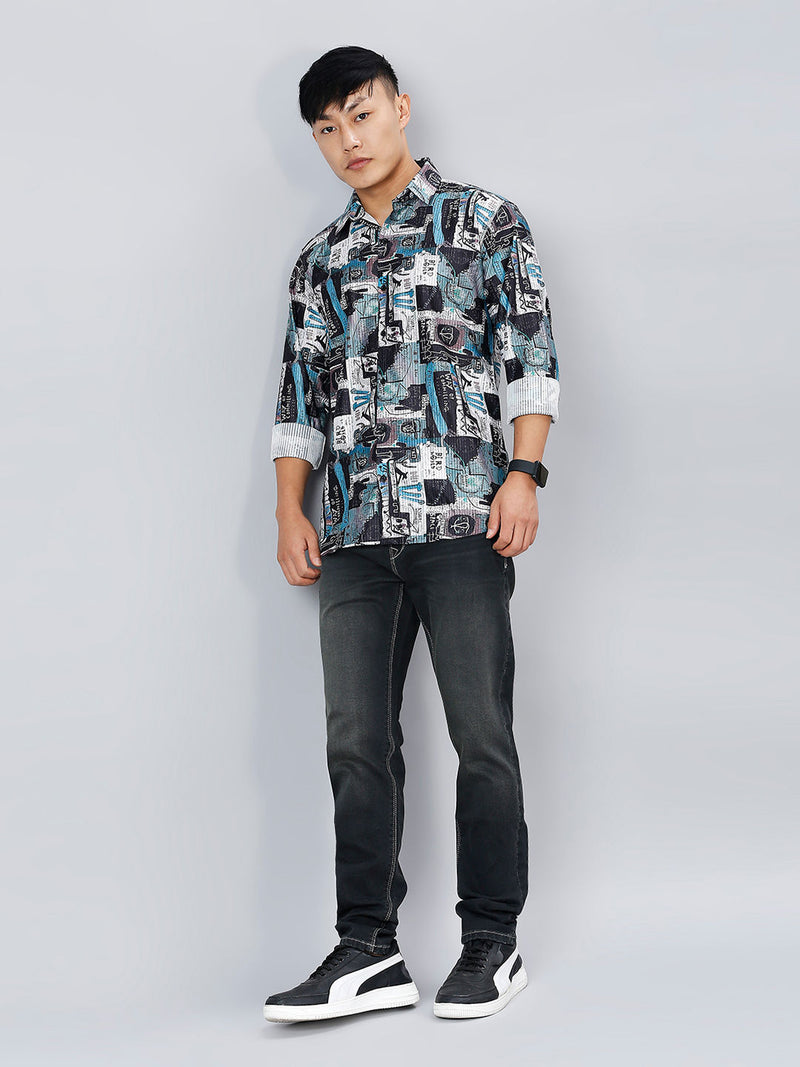 Porto Cotton Blend Printed Shirt for Men 9