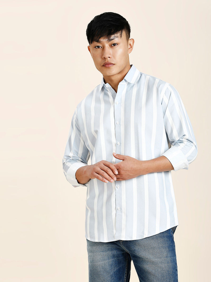 Truro Striped Cotton Blend Shirt for Men 1