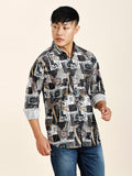 Turin Cotton Blend Printed Shirt for Men