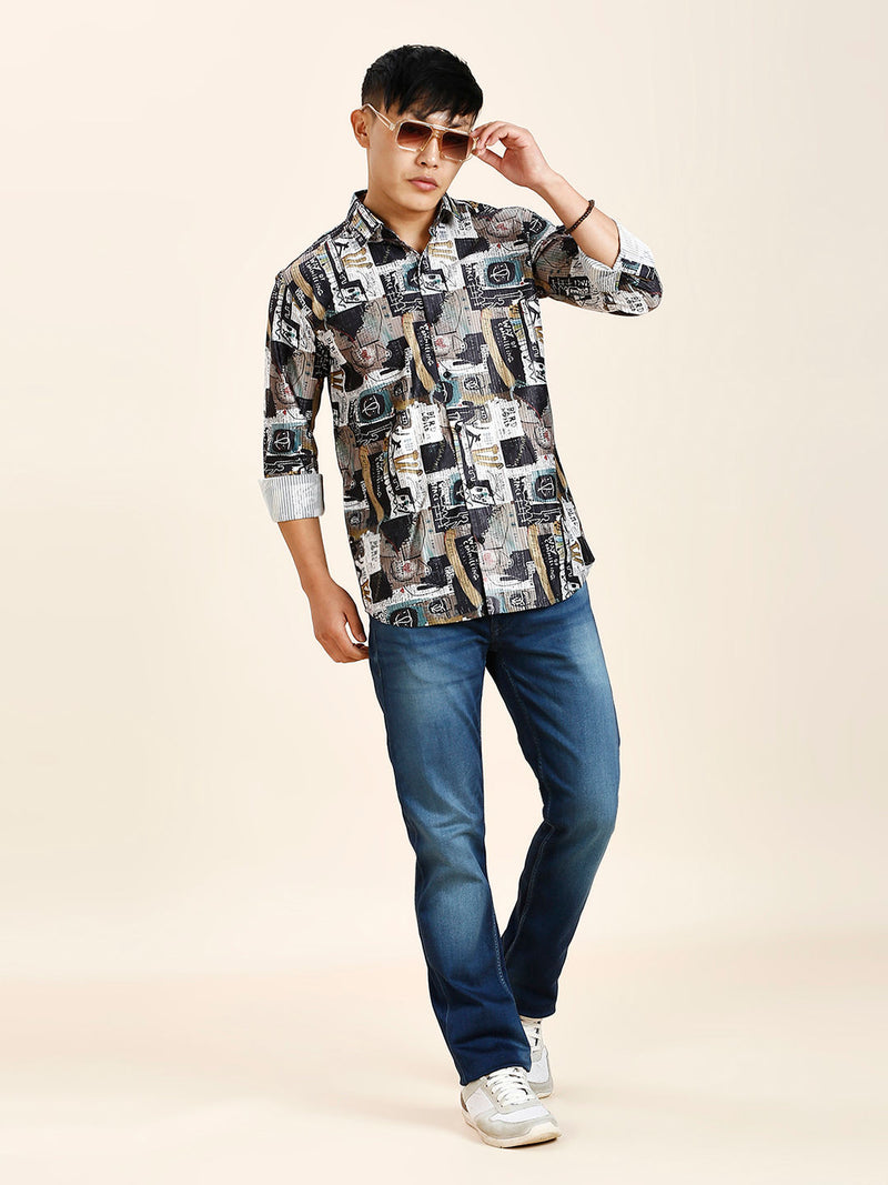 Turin Cotton Blend Printed Shirt for Men 5