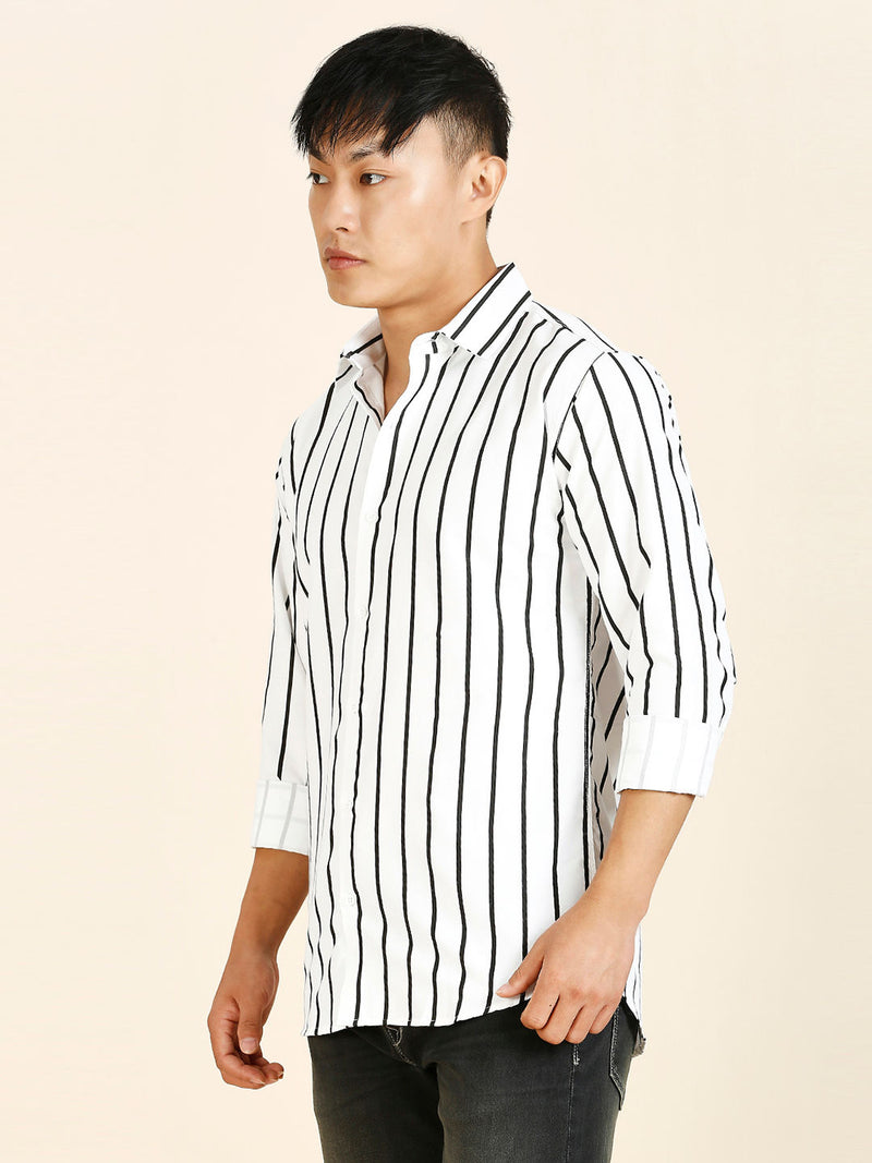 Bohemian Cotton Blend Striped Shirt for Men 4