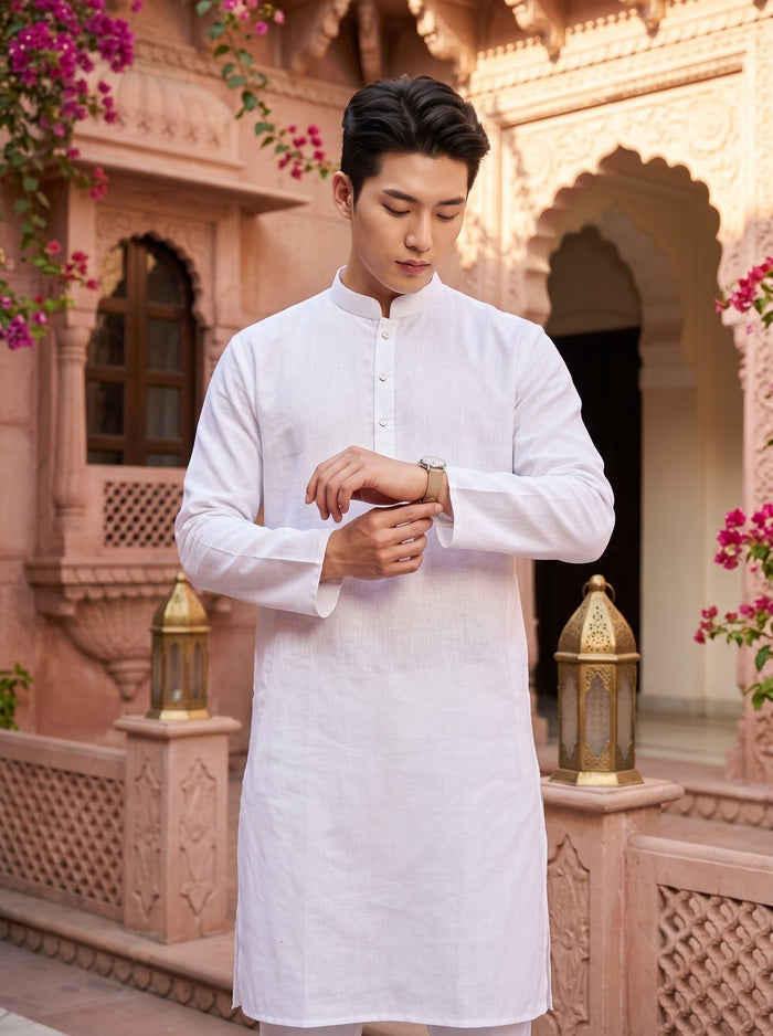 Men's White Magic Cloth Kurta Pyjama Set 2