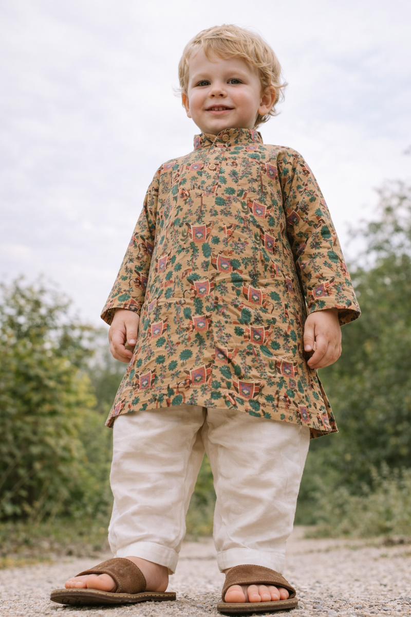 TryBuy Boys Mustard Embroidered Printed Kurta - Size 20 (3-4 Years) | TB_802_KID 6