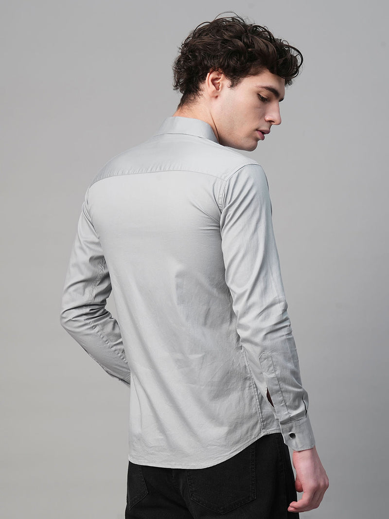Pays Solid Silver Cotton Shirts for Men 7