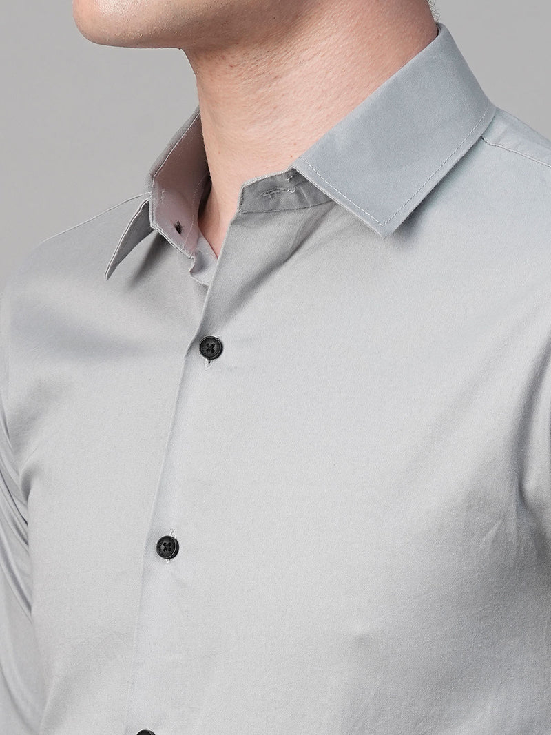 Pays Solid Silver Cotton Shirts for Men 8