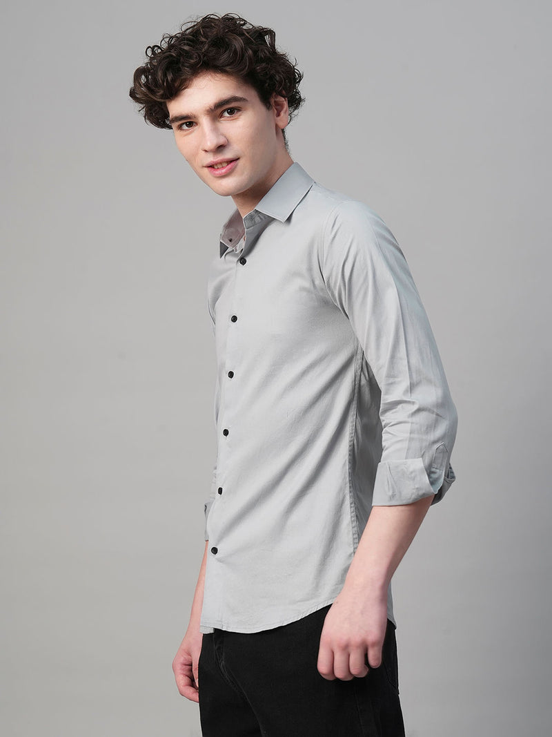 Pays Solid Silver Cotton Shirts for Men 6
