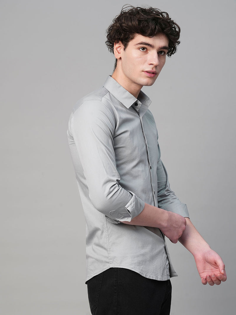 Pays Solid Silver Cotton Shirts for Men 5