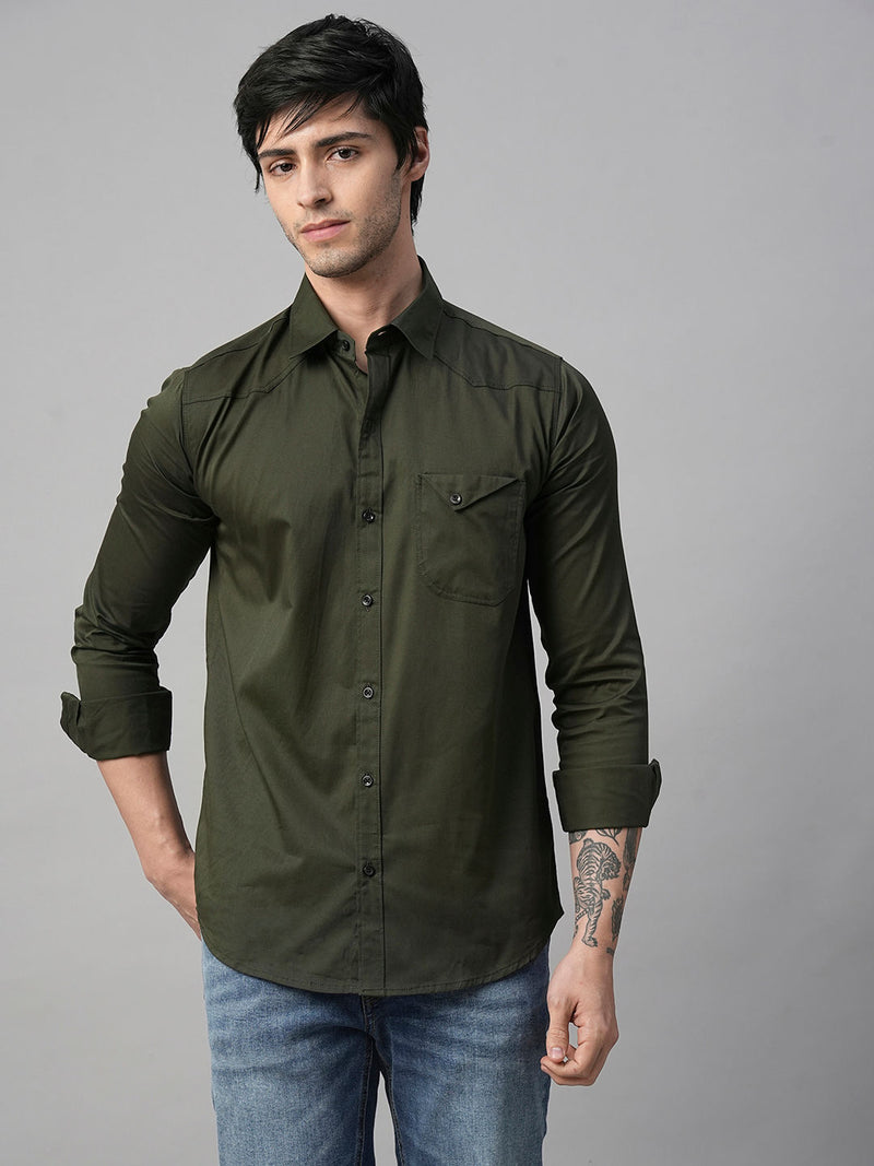 Seine Green Cotton Shirts for Men 3