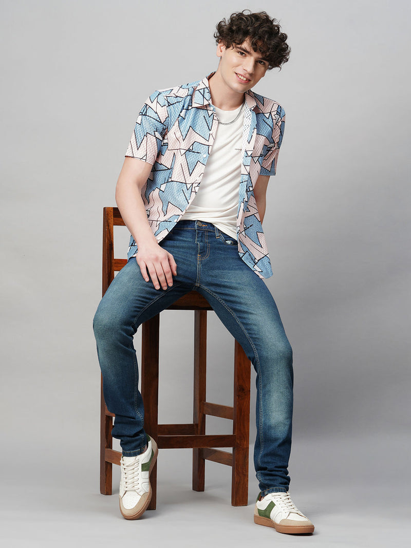 Laidback Cotton Blend Printed Half Sleeves Shirt for Men 6