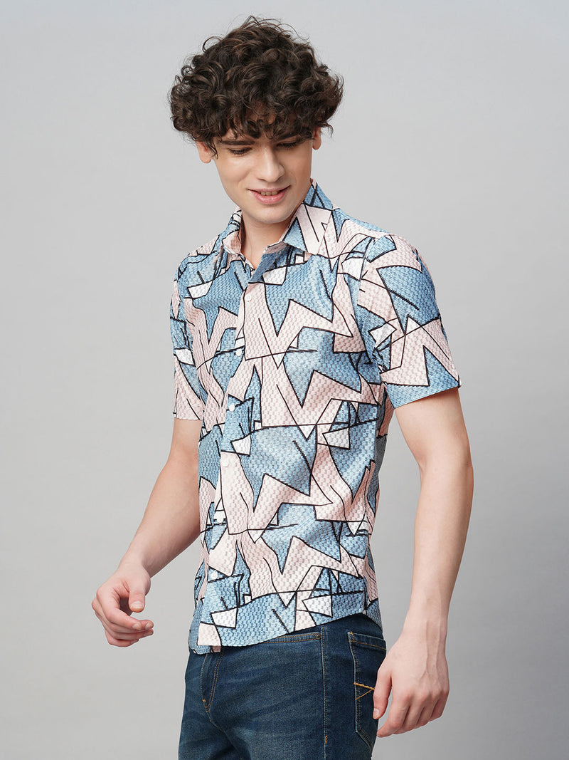 Laidback Cotton Blend Printed Half Sleeves Shirt for Men 7