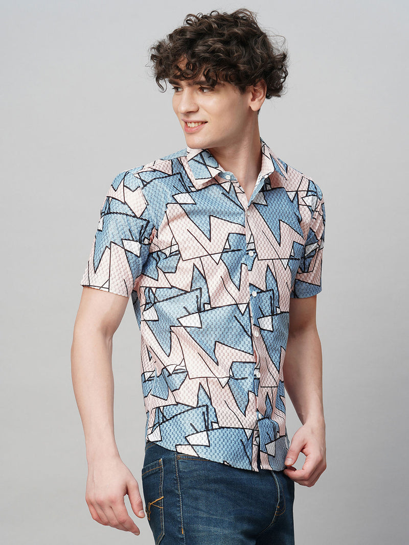 Laidback Cotton Blend Printed Half Sleeves Shirt for Men 4