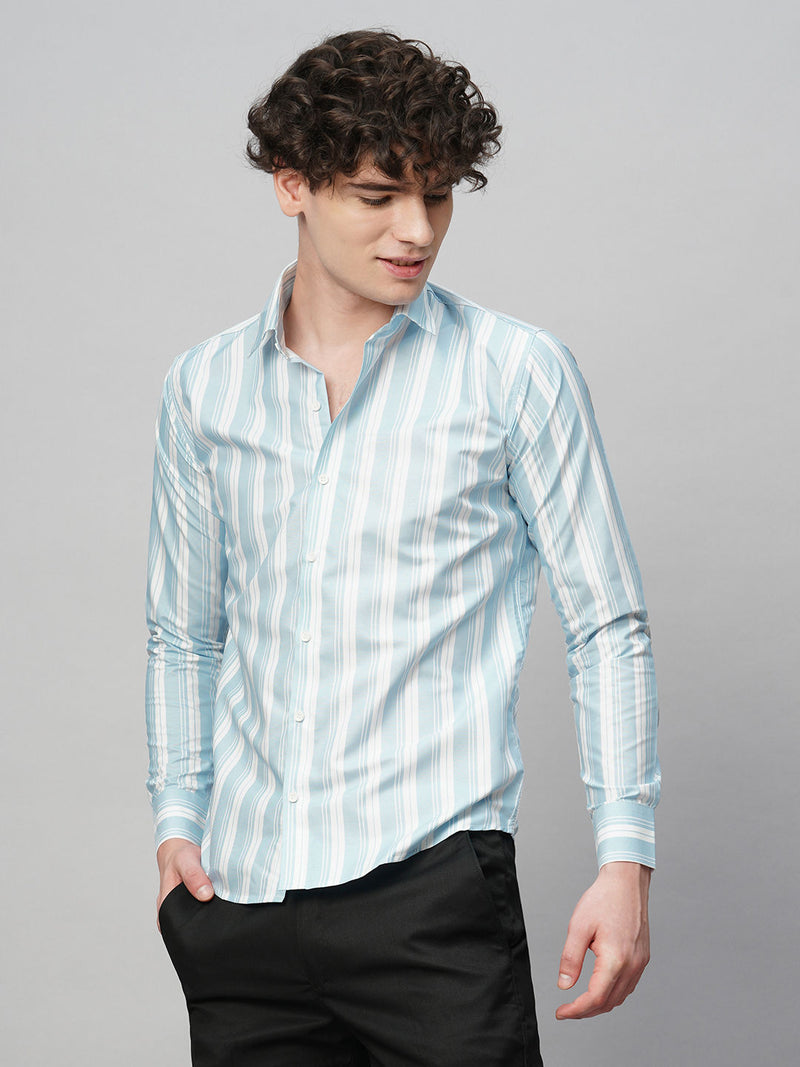 Dynamic Cotton Blend Striped Shirt for Men 1
