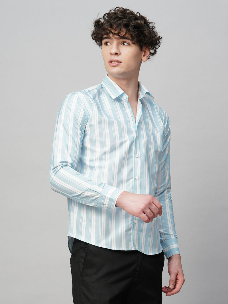 Dynamic Cotton Blend Striped Shirt for Men 9