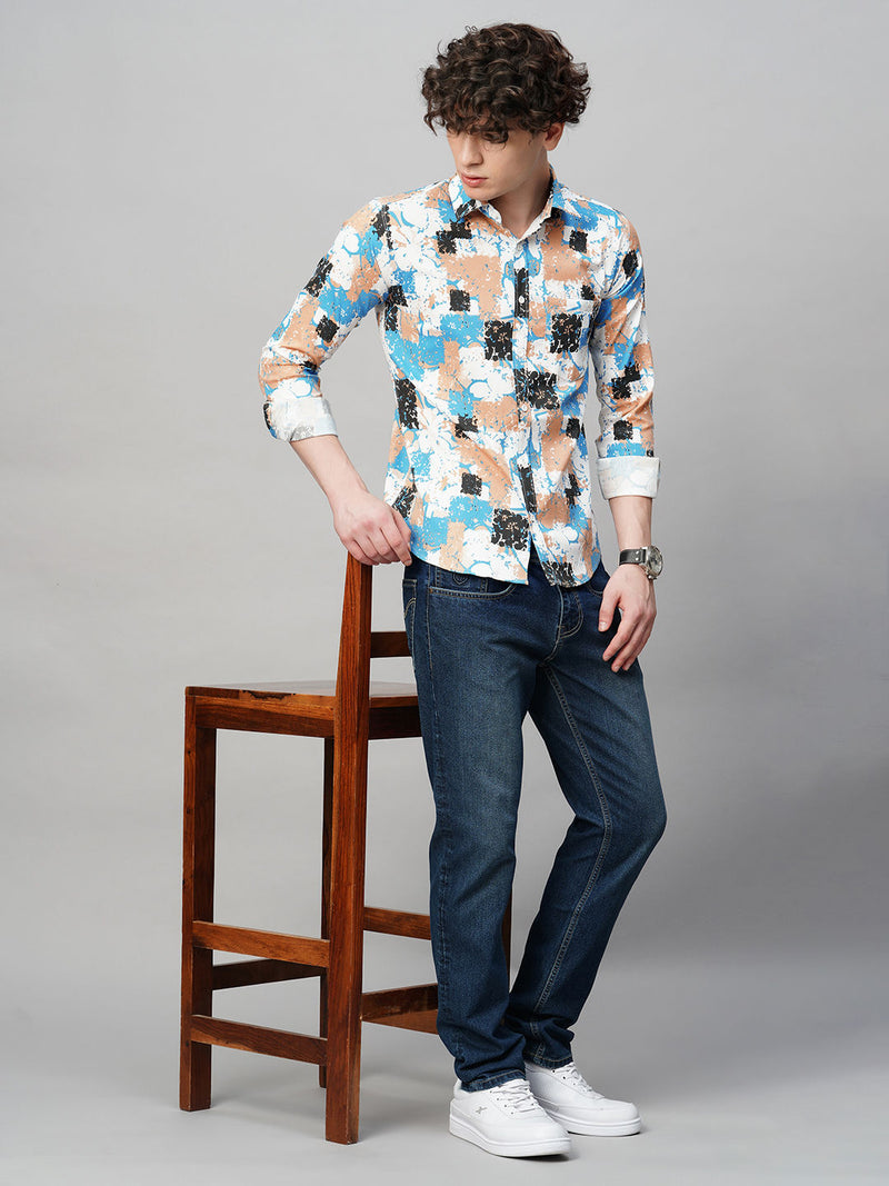 Sleek Printed Cotton Blend Shirt for Men 3