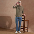 Men Olive Brown Solid Spread Collar Slim Fit Casual Shirt