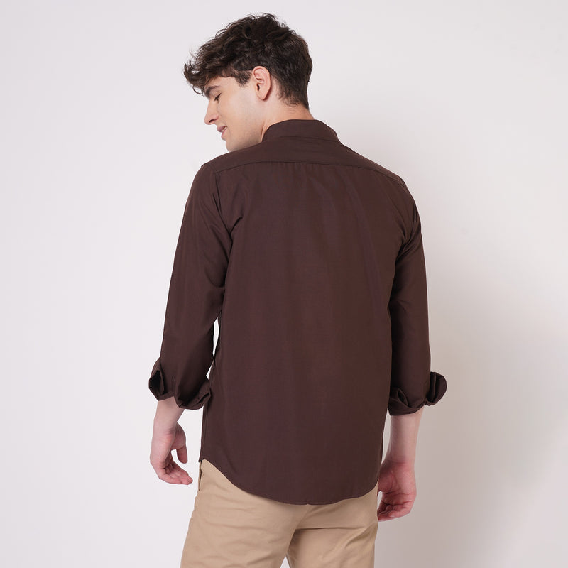 Chocolate Brown Cotton Shirt for Men 8