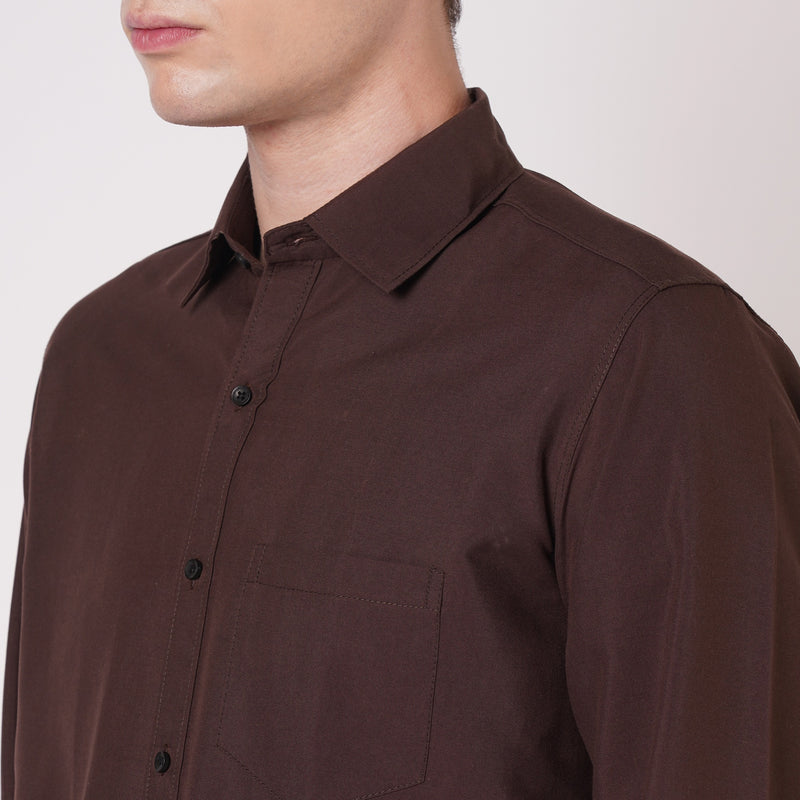Chocolate Brown Cotton Shirt for Men 7