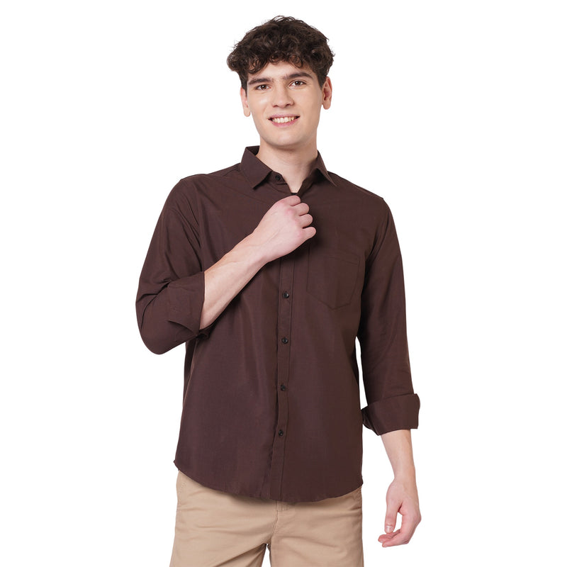 Chocolate Brown Cotton Shirt for Men 3