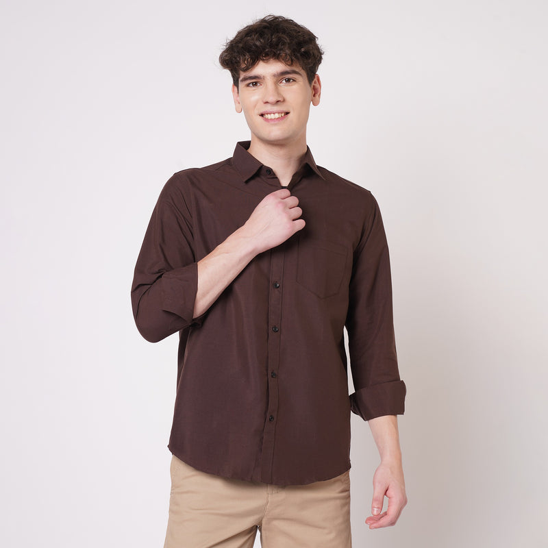 Chocolate Brown Cotton Shirt for Men 1