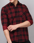 Red Black Checked Cotton Shirt for Men