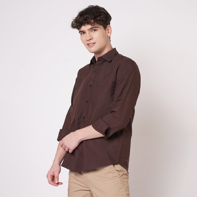 Chocolate Brown Cotton Shirt for Men 4