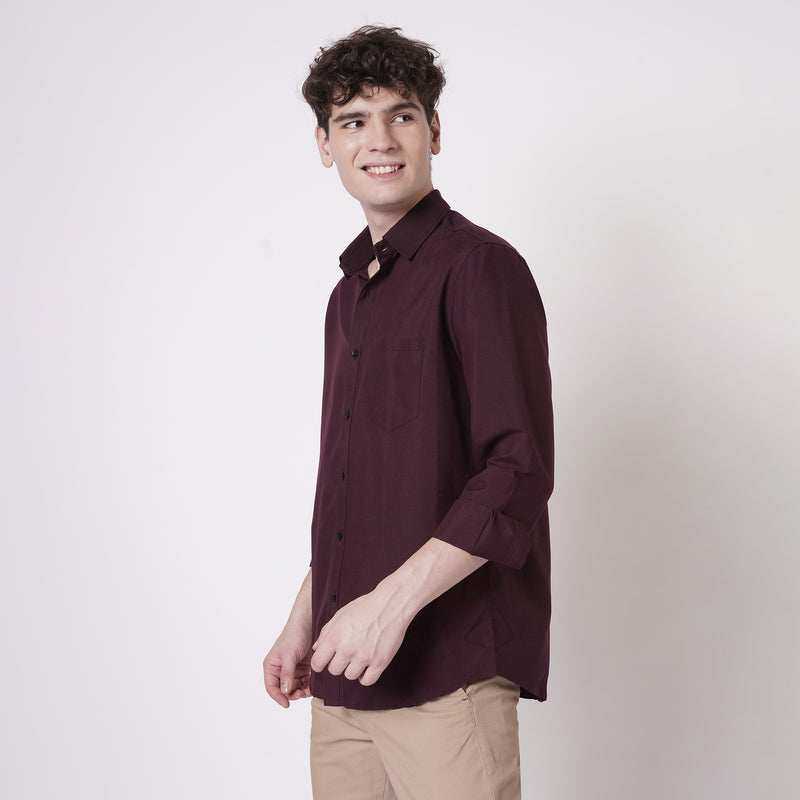 Wine Maroon Cotton Shirt for Men 4