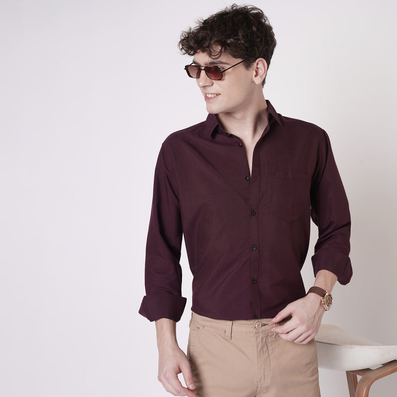 Wine Maroon Cotton Shirt for Men 6