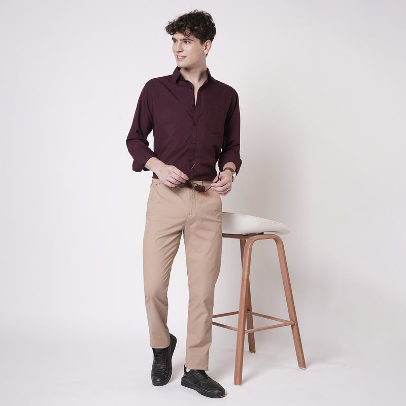 Wine Maroon Cotton Shirt for Men 5