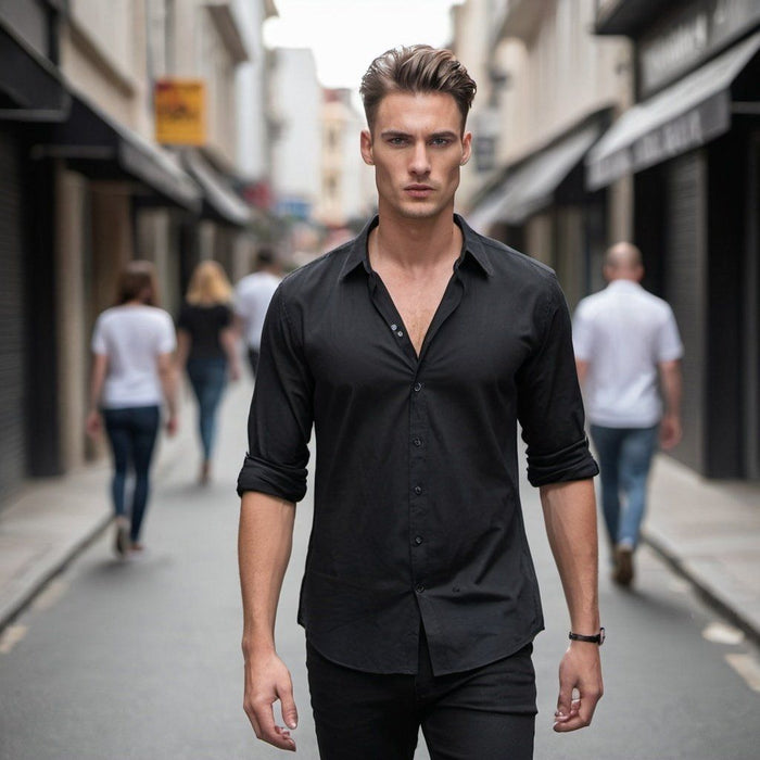 Elite Black Cotton Shirt for Men 2