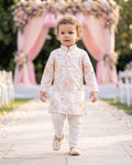 Boys Ivory & Peach Bird Motif Festive Kurta – 2–3 Years